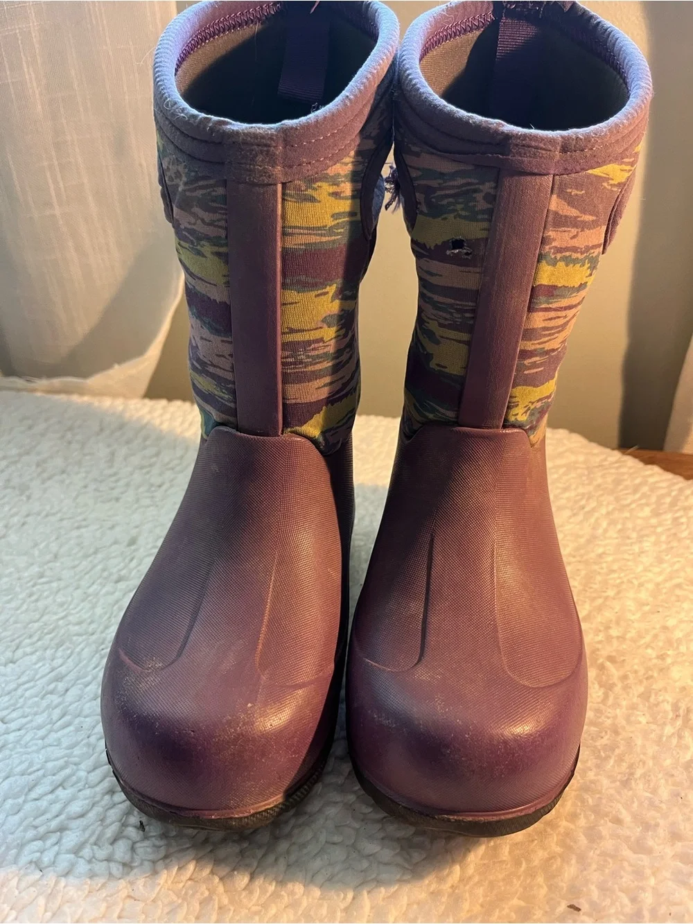 BOGS Kids Purple Camo Pull-On Rain/Snow Boots- size 13